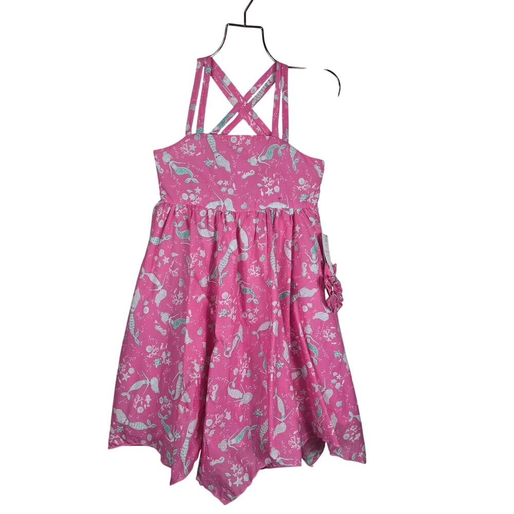 Tommy Bahama Sleeveless Pink Dress Mermaid Ocean Handkerchief Hem Girl 8 NWT